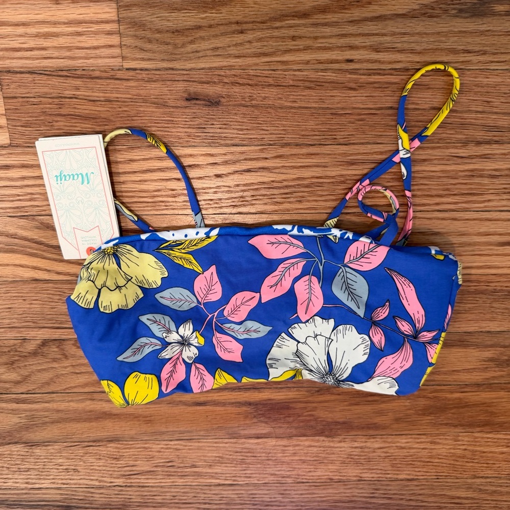 Maaji Swimwear reversible Floral Bandeau Bikini Top - Blue, Pink, Yellow